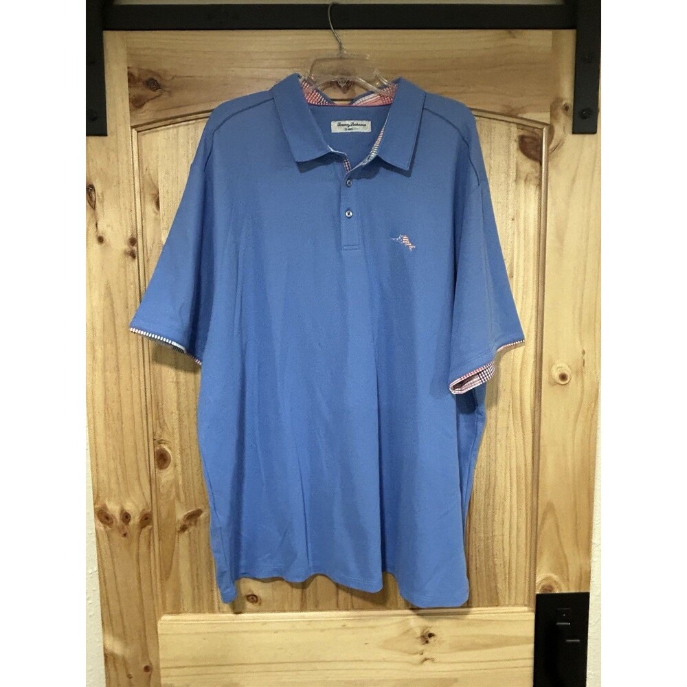 Tommy Bahama Island Zone Light Blue Polo Patriotic Red White Blue Accents 2XLB